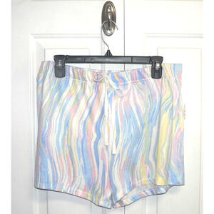 KIKIT‎ Women’s Elastic Waist Pajama Sleep Lounge Shorts Multi Marble Tie Dye LG
